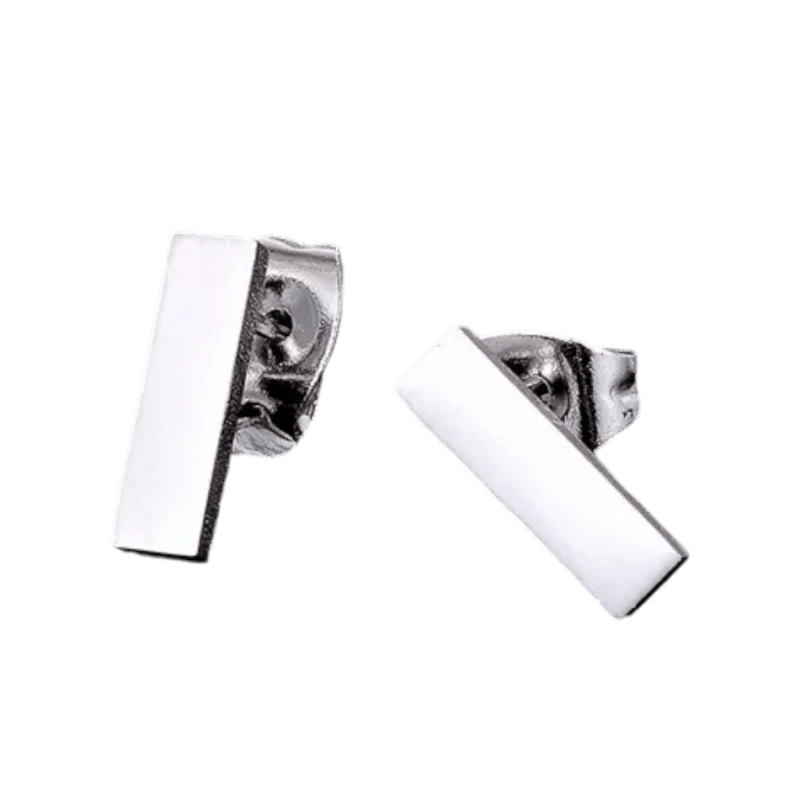 Stalen Bar Oorbellen 10x2mm &acirc;&euro;&ldquo; Tijdloos en Stijlvol - Zilverkleur -