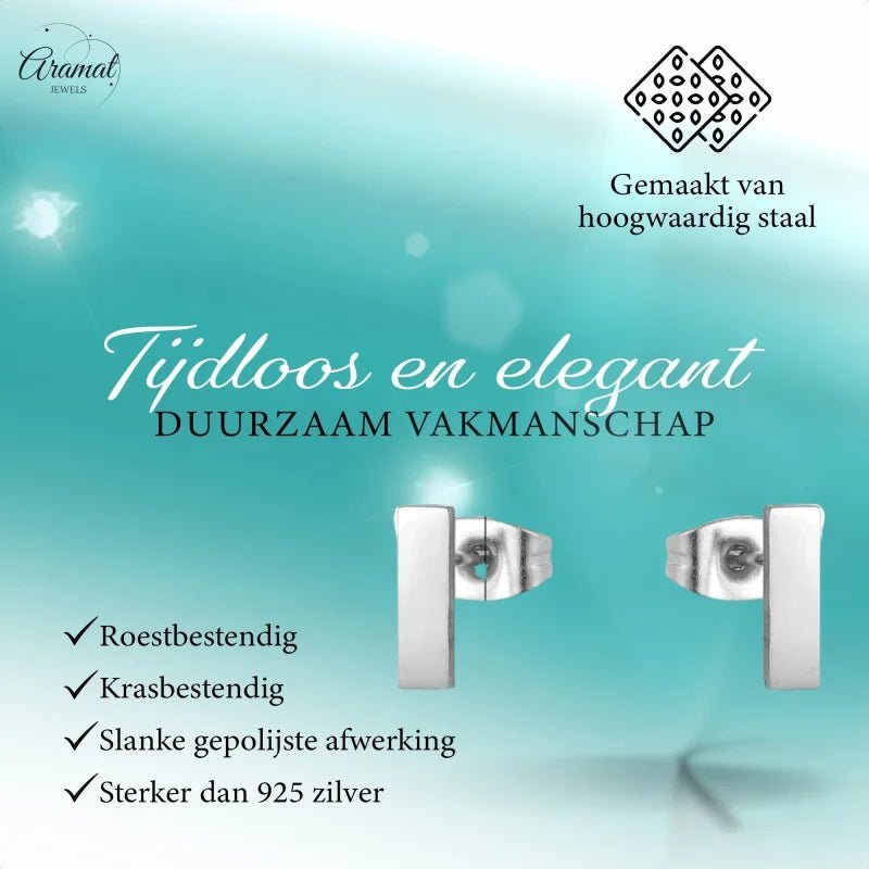Stalen Bar Oorbellen 10x2mm &acirc;&euro;&ldquo; Tijdloos en Stijlvol - Zilverkleur -