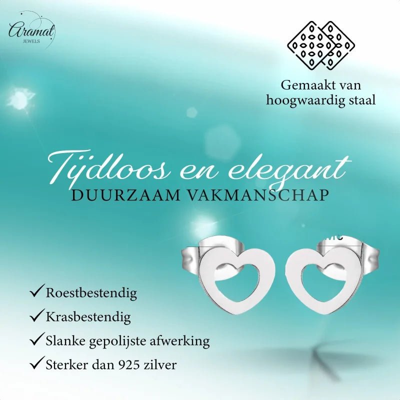 Zilverkleurige Stalen Hartjes Oorbellen 9x8mm - Zilverkleur -