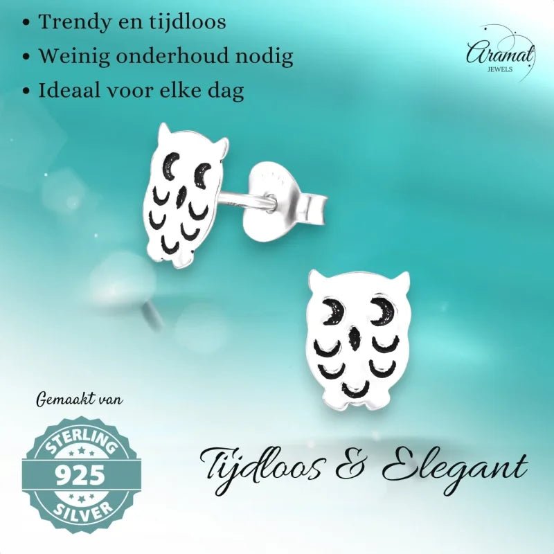 Tijdloze Geoxideerde Uiltjes Oorbellen 8x6mm - Heren