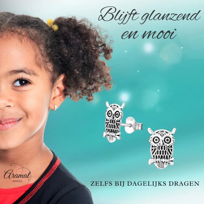 Geoxideerde Uiltjes Oorbellen 11x8mm - Heren