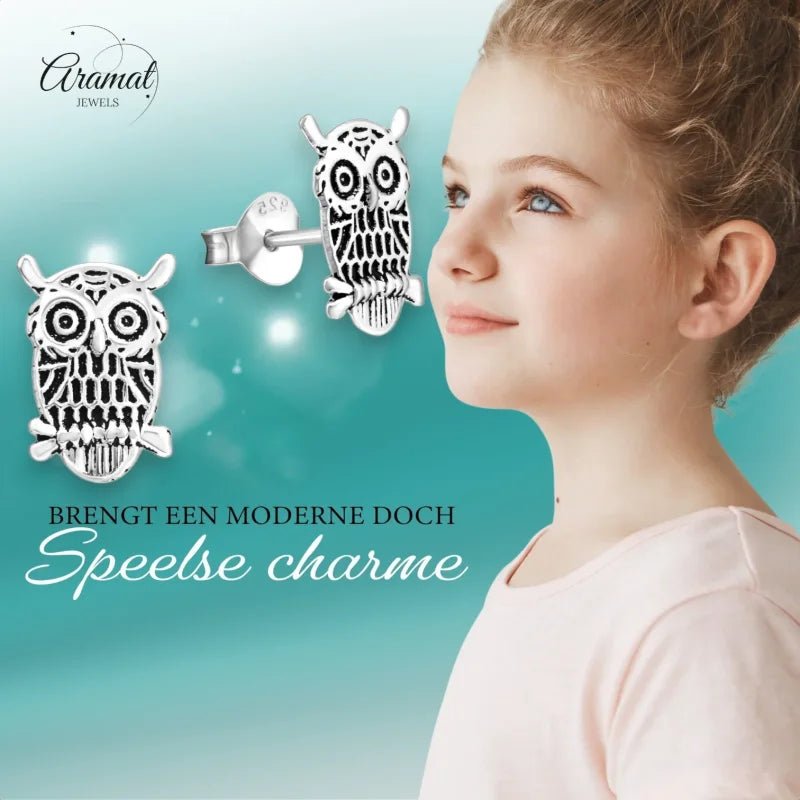 Geoxideerde Uiltjes Oorbellen 11x8mm - Heren