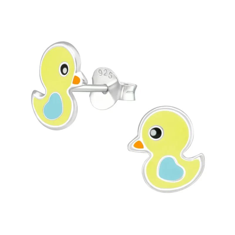 Schattige Eendje Oorbellen 9x8mm &acirc;&euro;&ldquo; Geel Emaille -