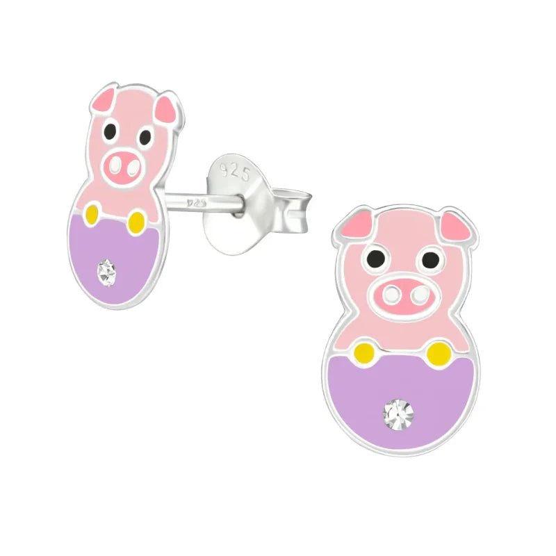 Schattige Roze Varkentje Oorbellen 10x6mm -