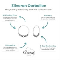 Etnische Bali Oorringen 18mm - Geoxideerd Zilver -