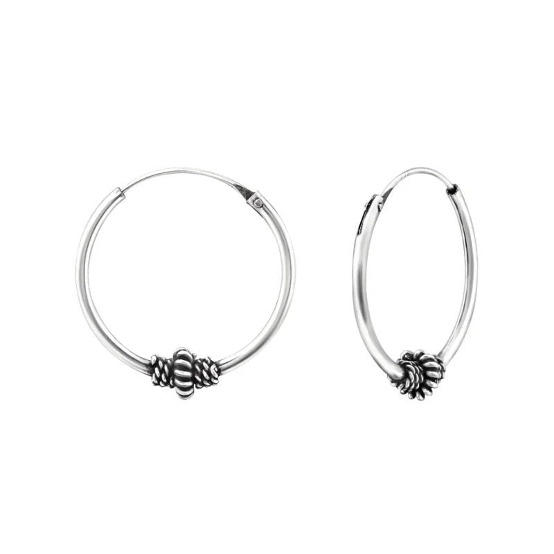 Etnische Zilveren Bali Oorringen 18mm -
