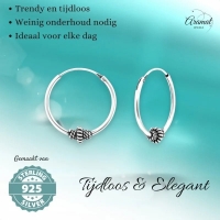 Etnische Zilveren Bali Oorringen 18mm -