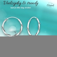 925 Zilveren Bali Oorringen 20mm Geoxideerd - Etnisch Design Hoepels -