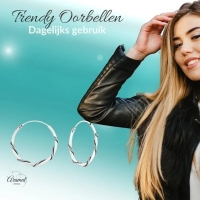 925 Zilveren Bali Oorringen 20mm Geoxideerd - Etnisch Design Hoepels -