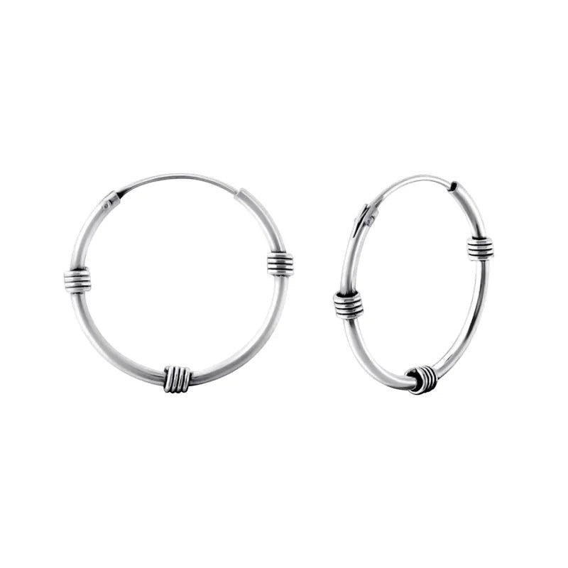Zilveren Bali Oorringen 20mm - Geoxideerd Zilver -