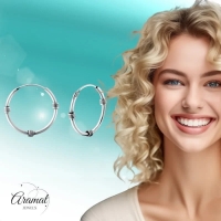 Zilveren Bali Oorringen 20mm - Geoxideerd Zilver -