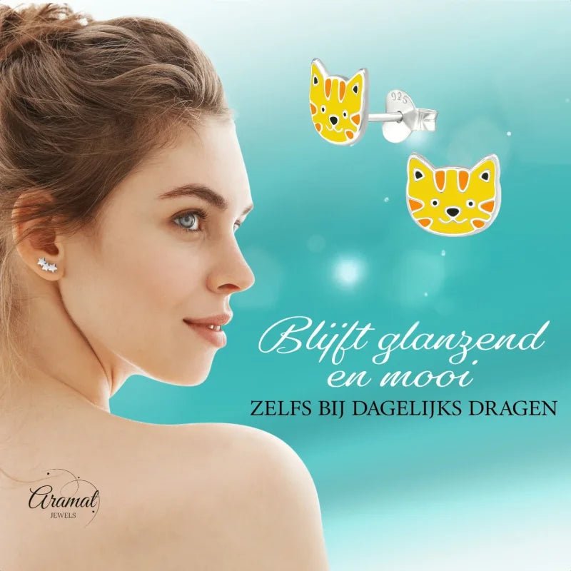 Zilveren Tijger Oorbellen - Schattig Cadeau -