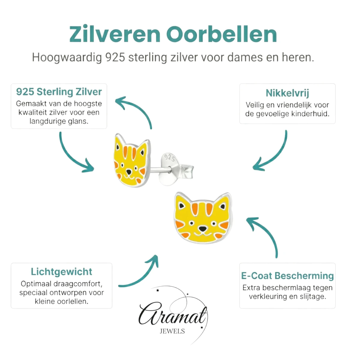 Zilveren Tijger Oorbellen - Schattig Cadeau -