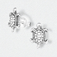 Zilveren Schildpad Oorbellen Geoxideerd - Dames