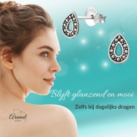 Zilveren Bali Oorbellen - Druppel Geoxideerd -