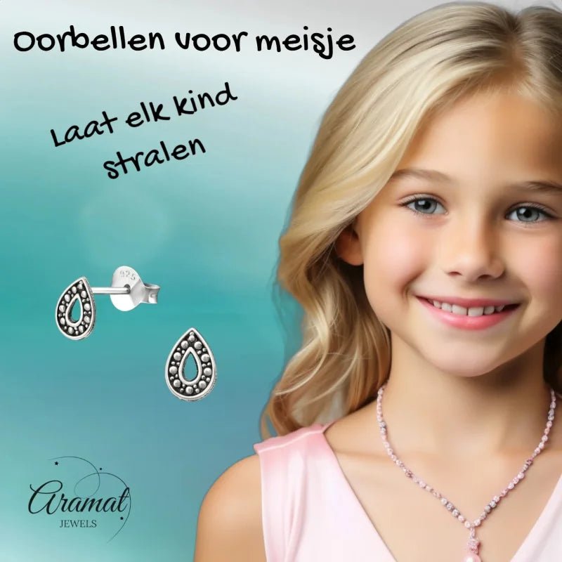 Zilveren Bali Oorbellen - Druppel Geoxideerd -
