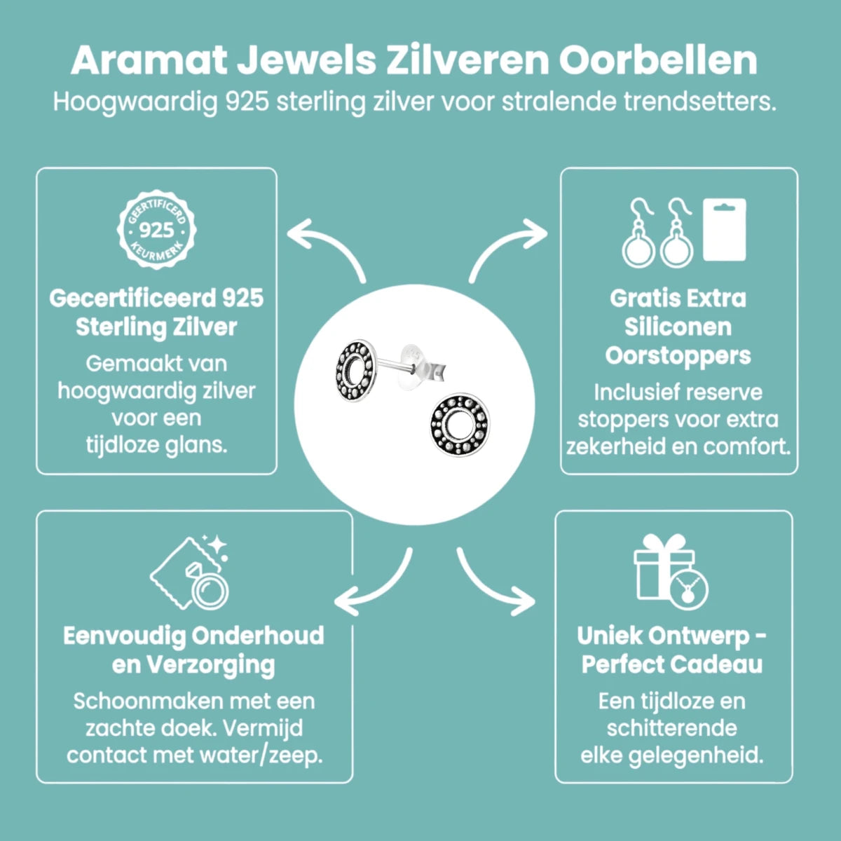 Zilveren Bali Oorbellen Rond - Open Cirkel - Dames