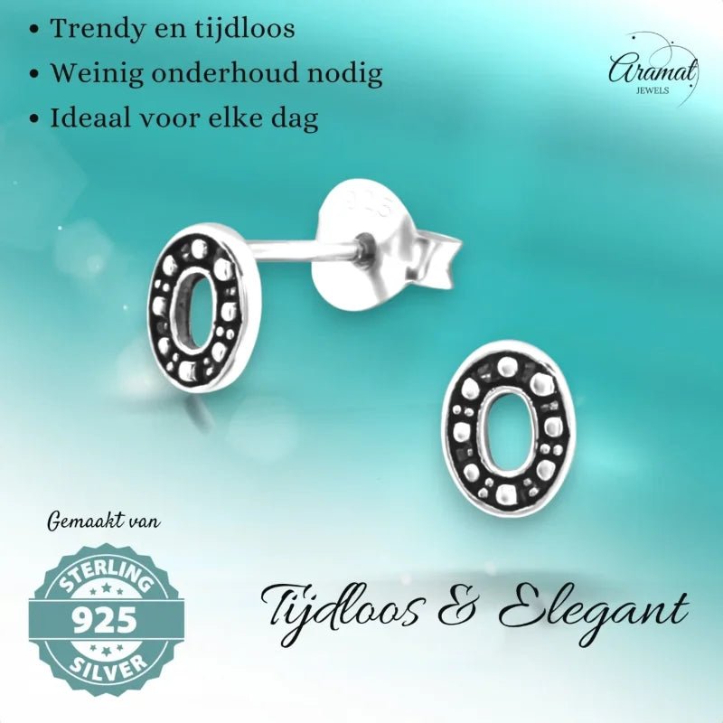 Zilveren Bali Oorbellen Ovaal - Geoxideerd Zilver - Unisex
