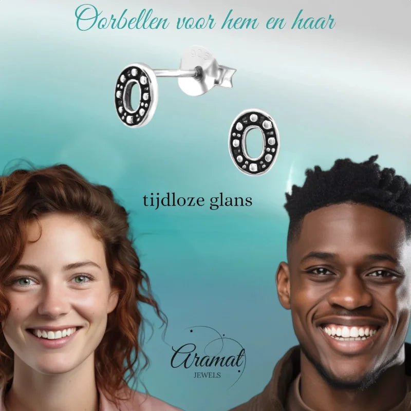 Zilveren Bali Oorbellen Ovaal - Geoxideerd Zilver - Unisex