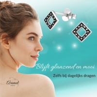 Zilveren Bali Oorbellen - Geoxideerd Ruit 5mm -