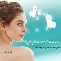 Zilveren Lama Oorbellen - Wit Emaille -
