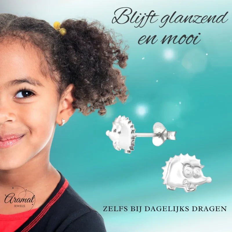 Zilveren Oorbellen Egel - Gladde Oorstekers -