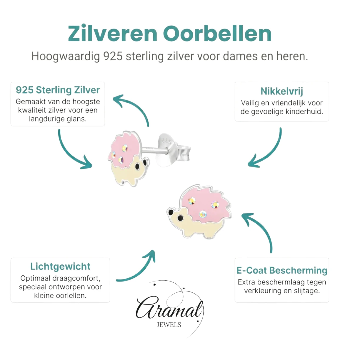 Zilveren Oorbellen Egel - Schattige Dieren Oorbellen -