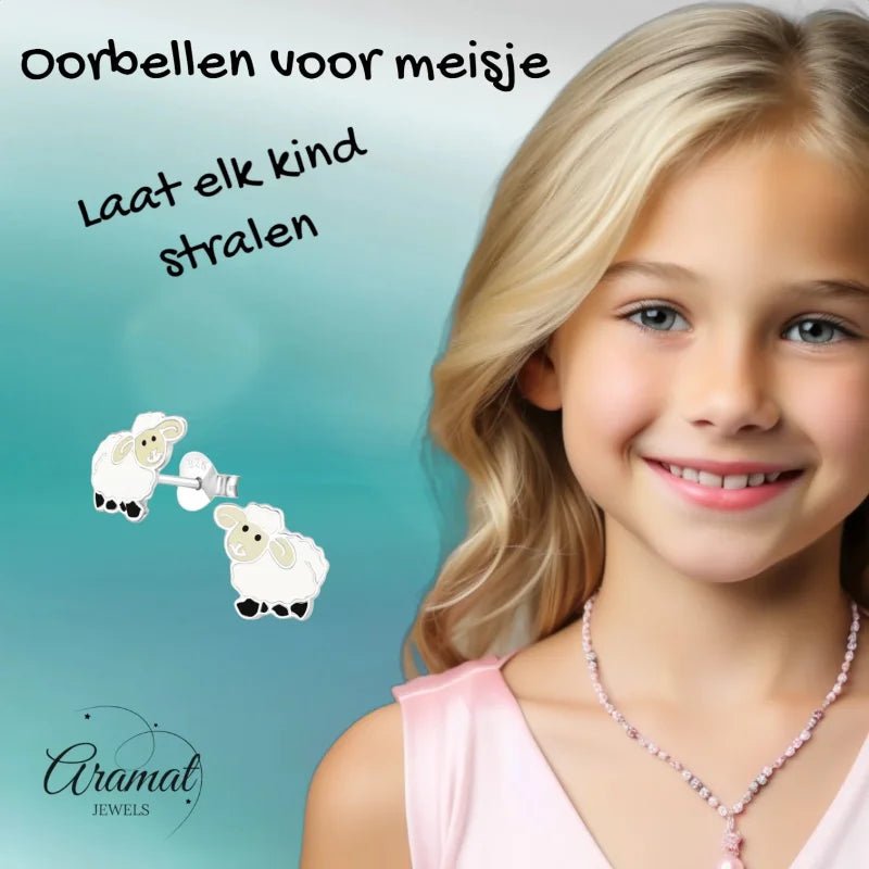Schattige Zilveren Schaap Oorbellen voor Meisjes -