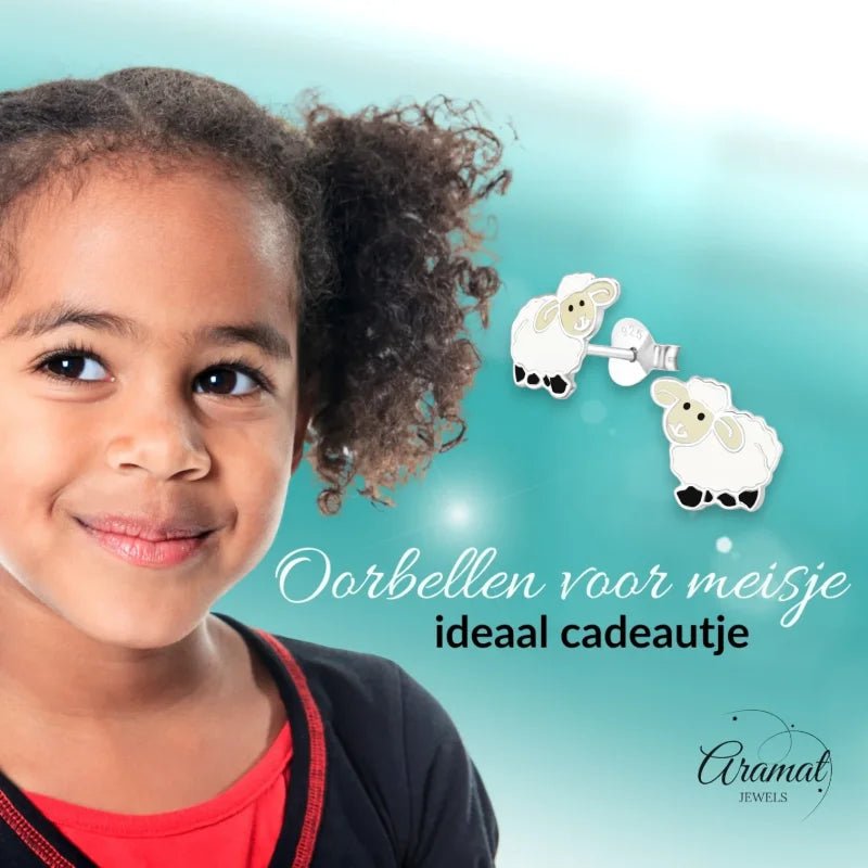 Schattige Zilveren Schaap Oorbellen voor Meisjes -