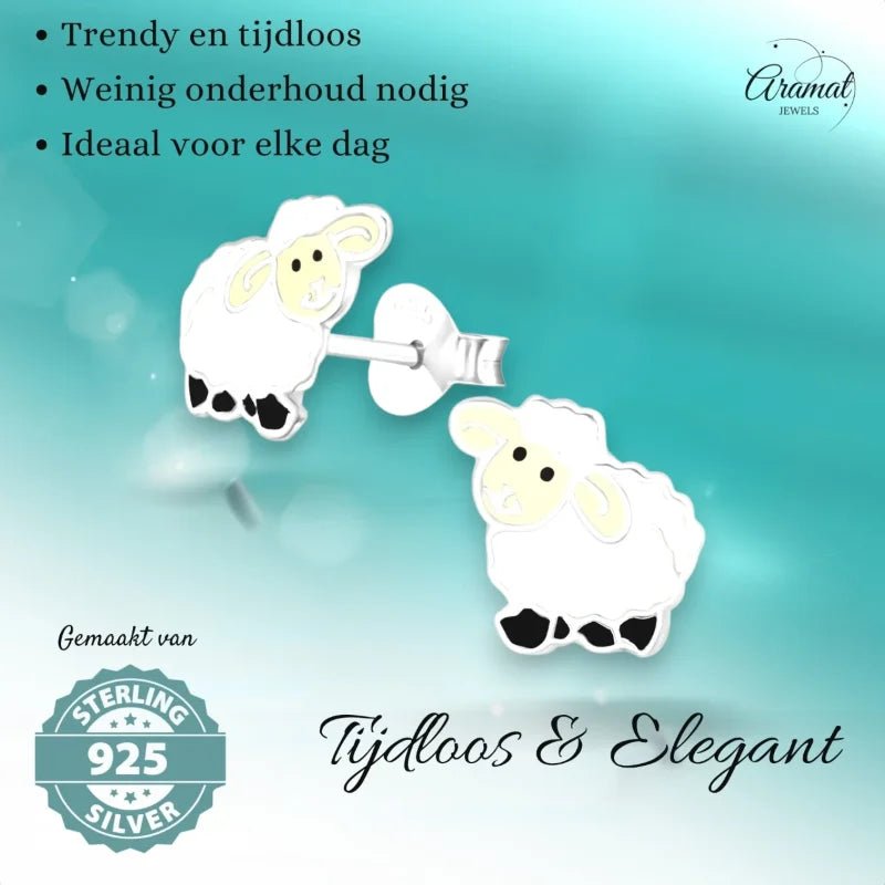 Schattige Zilveren Schaap Oorbellen voor Meisjes -
