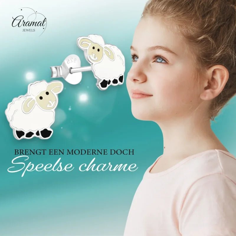 Schattige Zilveren Schaap Oorbellen voor Meisjes -