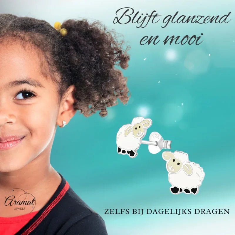 Schattige Zilveren Schaap Oorbellen voor Meisjes -