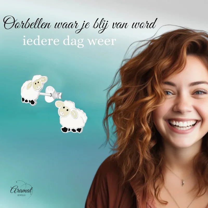 Schattige Zilveren Schaap Oorbellen voor Meisjes -