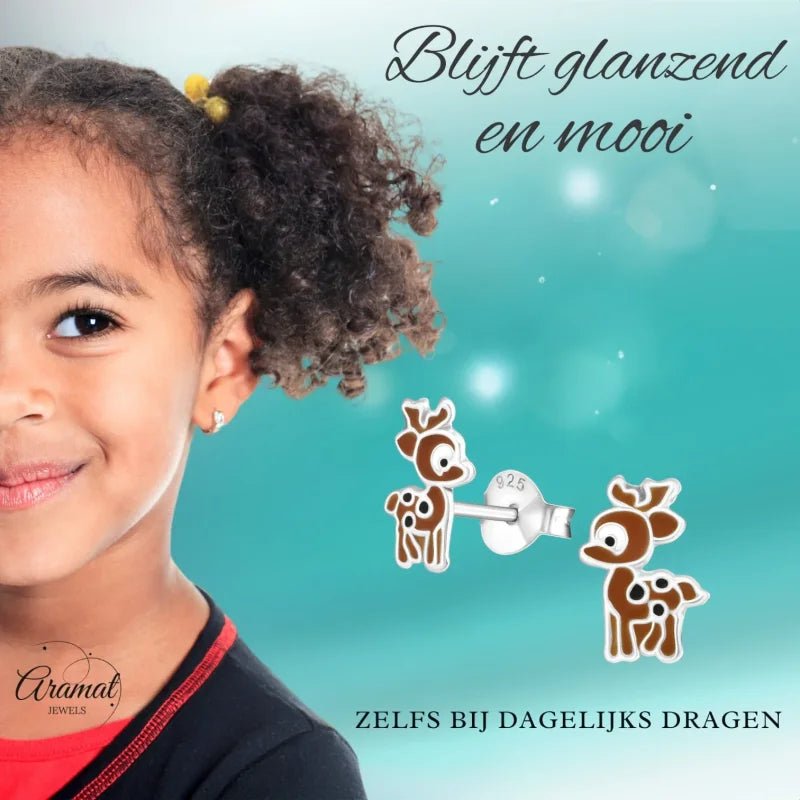 Zilveren Hertje Oorbellen - Dierenontwerp -