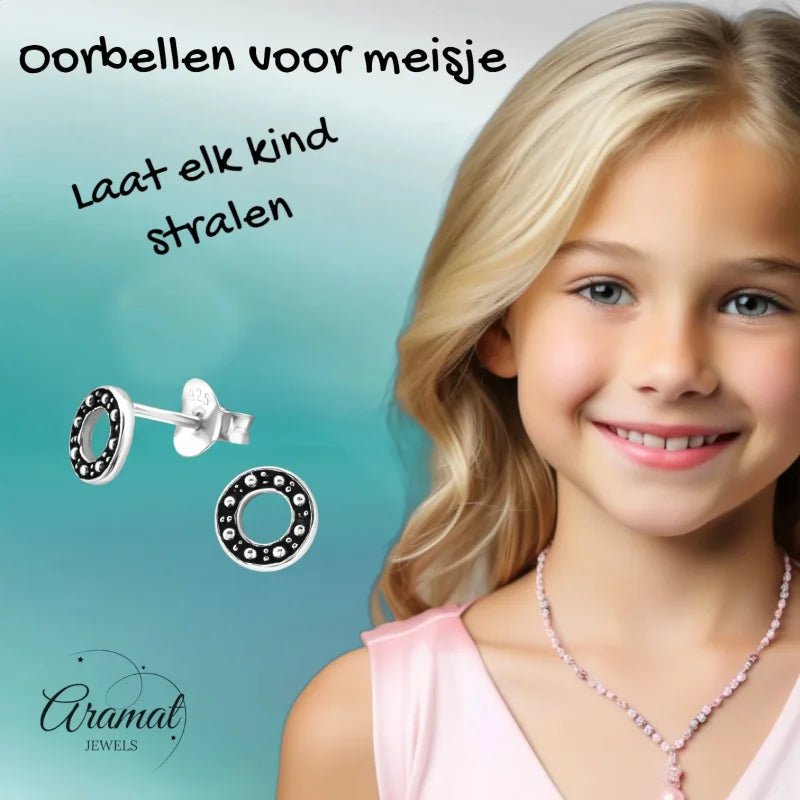 Zilveren Bali Oorbellen - Rond Geoxideerd -