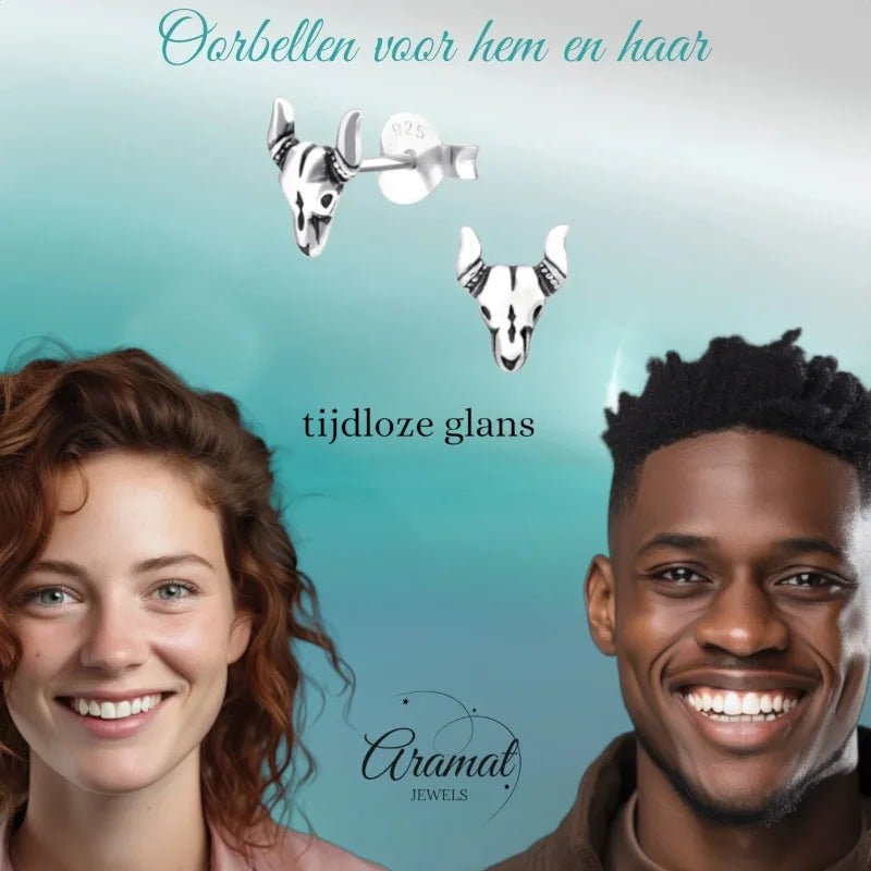 Zilveren Bali Oorbellen Bull - Geoxideerd voor Boho Look -