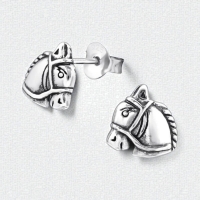 Zilveren Paarden Oorbellen &acirc;&euro;&ldquo; Geoxideerd Zilver &acirc;&euro;&ldquo; 9x7mm -