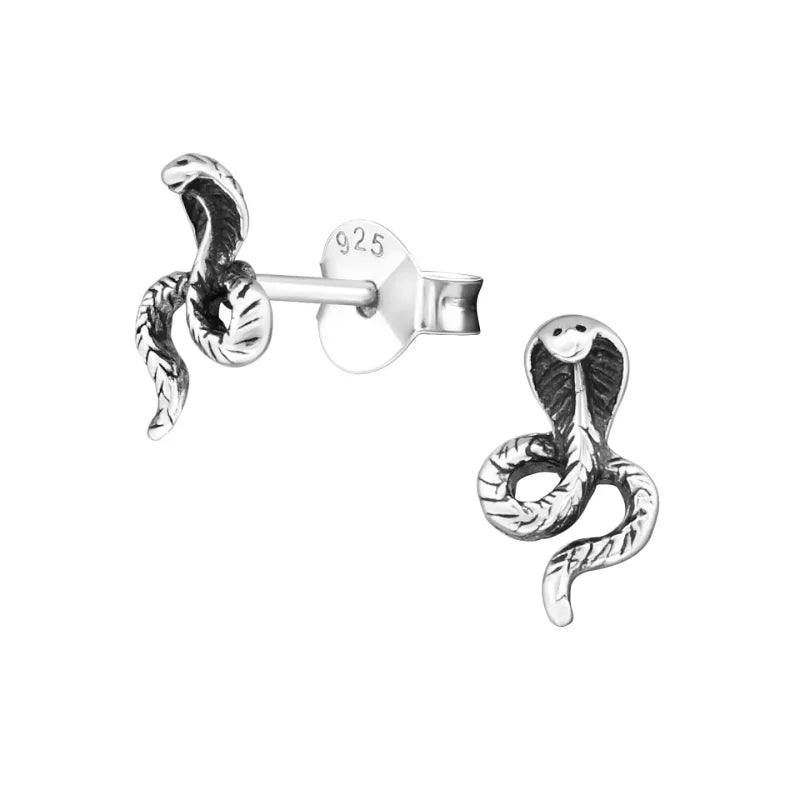 Zilveren Slangen Oorbellen &acirc;&euro;&ldquo; Geoxideerd Zilver &acirc;&euro;&ldquo; 9x5,5mm -
