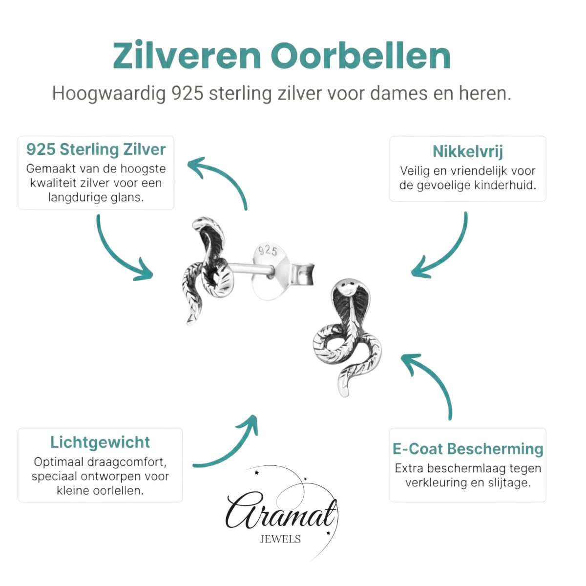 Zilveren Slangen Oorbellen &acirc;&euro;&ldquo; Geoxideerd Zilver &acirc;&euro;&ldquo; 9x5,5mm -