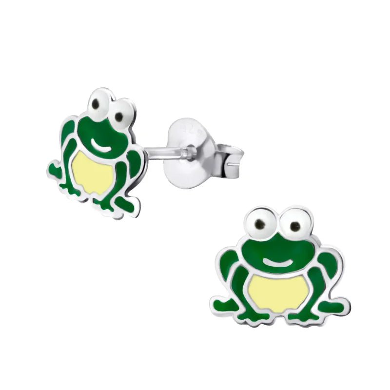 Zilveren Kikker Oorbellen &acirc;&euro;&ldquo; 9x10mm &acirc;&euro;&ldquo; Emaille - Unisex