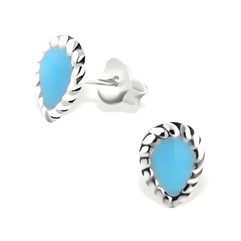 Zilveren Bali Druppel Oorbellen &acirc;&euro;&ldquo; Blauw Emaille &acirc;&euro;&ldquo; 8x6mm - Dame
