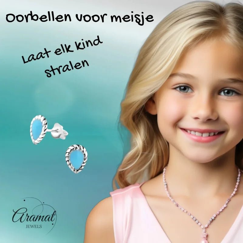 Zilveren Bali Druppel Oorbellen &acirc;&euro;&ldquo; Blauw Emaille &acirc;&euro;&ldquo; 8x6mm - Dame