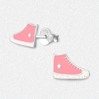 Zilveren Sneaker Oorbellen &acirc;&euro;&ldquo; Roze Emaille &acirc;&euro;&ldquo; 10x6mm - Dames