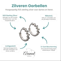 Zilveren Oorringetjes met Zwarte Zirkonia Steentjes -