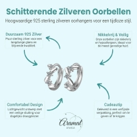 Zilveren Oorringetjes met Zirkonia Steentjes en Zigzag Patroon -