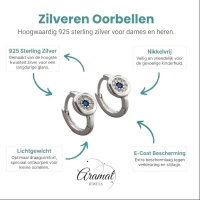 Zilveren Oorringetjes met Blauwe en Transparante Zirkonia -