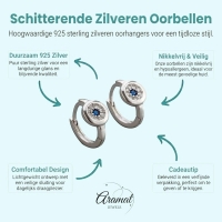 Zilveren Oorringetjes met Blauwe en Transparante Zirkonia -