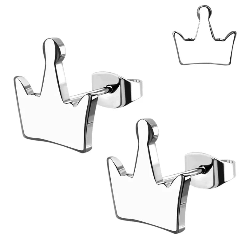 RVS Kroontjes Oorbellen 9mm - Zilverkleur -
