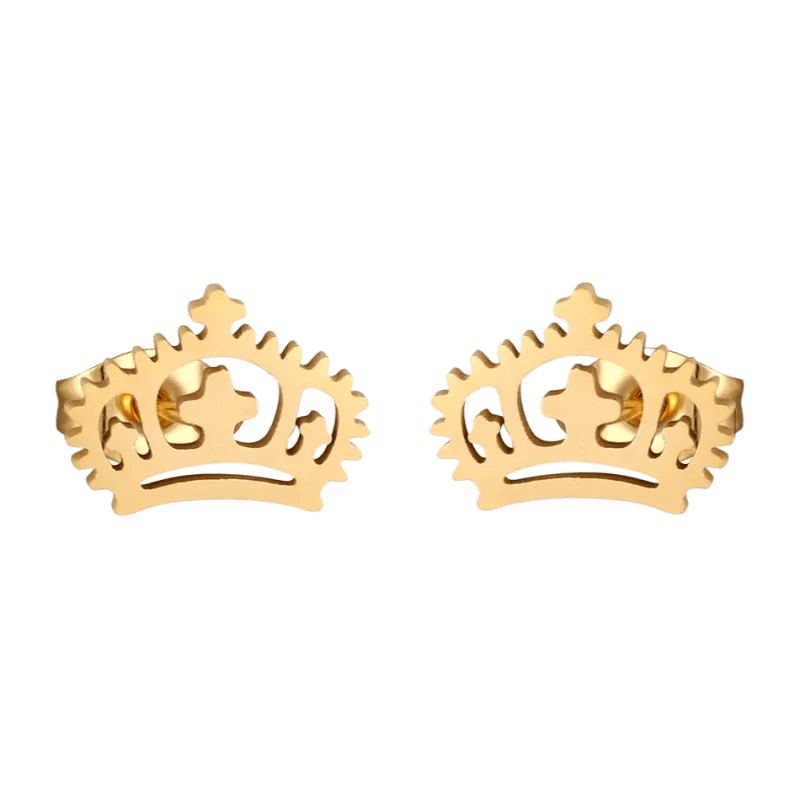 Gouden Stalen Kroontje Oorbellen | Cadeau Idee -
