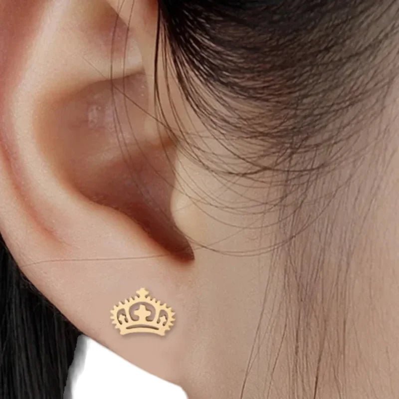 Gouden Stalen Kroontje Oorbellen | Cadeau Idee -